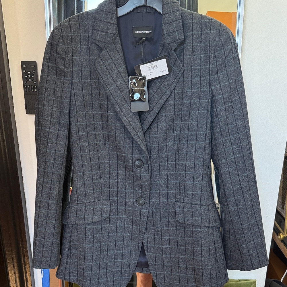 Emporio Armani Gray Plaid Blazer